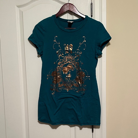 Roxy Tops - Roxy Graphic Tee with Metallic Gold Design